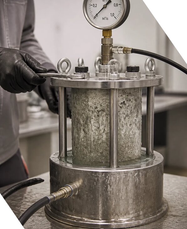 Лабораторное испытание бетона на водонепроницаемость в Новомосковске